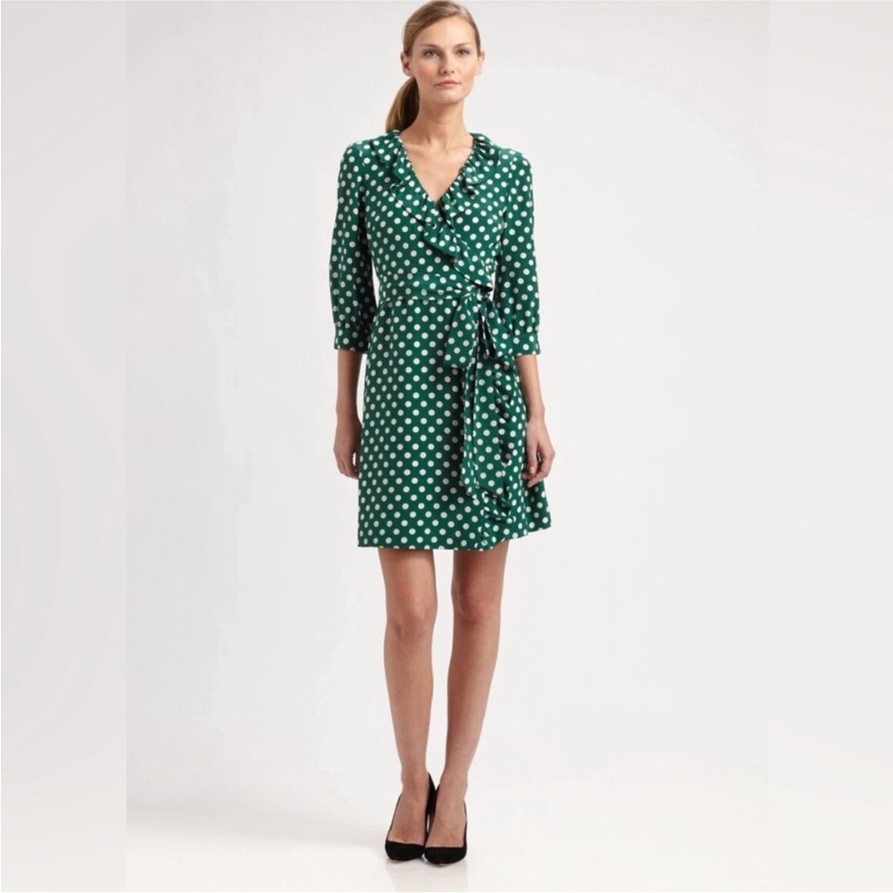 Green Polka Dot Wrap Dress
